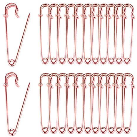 24PCS 70mm Rose Gold Safety Pin - Brooch Bulk Heavry Duty Metal Small Pins for Home Sewing Crafts Bag Decorations Accessories