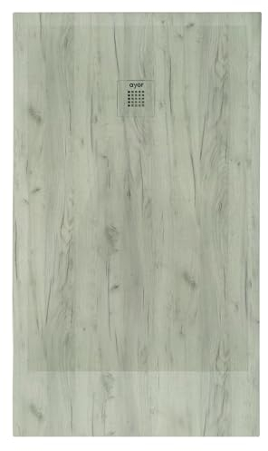 ONDÉE - Receveur de douche NATURO - Receveur extra-plat texture lisse - 90x140x3cm - Découpable - Antidérapant classe 2 - Résine - Livré avec bonde - Fabriqué en Europe - Texturé bois