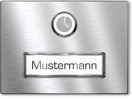 Campanello radio da parete in acciaio inox V2A con targhetta identificativa di Graviers Design - piastra campanello in acciaio inox - pulsante campanello a LED - Made in Germany