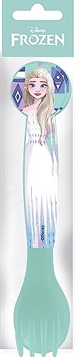 Tataway Disney Set mit 2 blauen Plastikbestecken für Kinder Frozen Elsa und Anna mit Löffel und Gabel