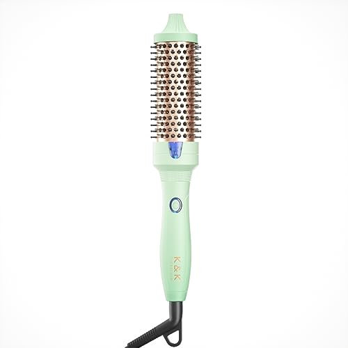 K&K Thermal Brush, 38 mm Heated Round Brush, Professional Heated Curling Ceramic Tourmaline Ionic Curling Iron, Hot Styling Volumizing Comb, Dual Voltage