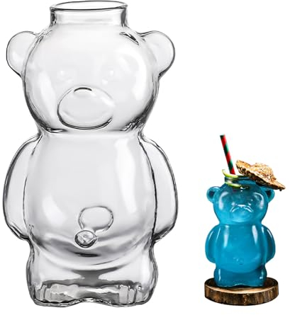 PIDUDU Verre à cocktail en forme d'ours, 240 millilitres, transparent, durable, réutilisable, adapté pour les cocktails, parfait pour les occasions spéciales
