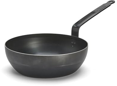de Buyer - Blue Carbon Steel Fry Pan 2mm Thick - 9.5” Diameter, 6.5” Cooking Surface - Oven Safe - Naturally Non-Stick Finish - Made in France