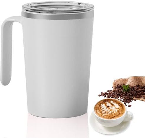 Selbstrührende Tasse: 380ML Elektrischer Kaffeebecher Automatische magnetische Rührtasse Edelstahltasse mit Deckel Mischbecher Rührkaffeetasse für Kaffee, Kakao, Tee, Saft, Milch