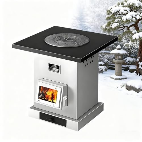 GESAIDES Stufa a Legna per Interni, Grande Stufa a Legna per Esterni Portatile con Canna Fumaria per Cucinare, Campeggio, Tenda, Riscalda Fino a 60 ㎡ (650 Piedi Quadrati)