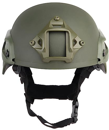 Verde, Casco Tattico Leggero Con Guide Laterali E Supporto - Calotta In ABS Per Addestramento E Uso All'aperto
