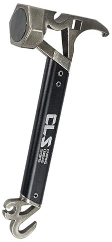 BlissfulAbode Marteau de tente de camping multifonction en acier inoxydable avec extracteur de clou et décapsuleur, outil d'extérieur à double tête pour la randonnée et le trekking