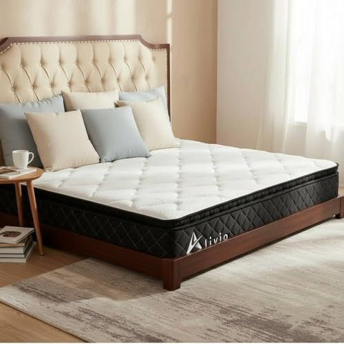 Alivio King Size Mattress, Breathable Soft Knitted Microfiber with 7-Zone Strengthening Support (White & Black)