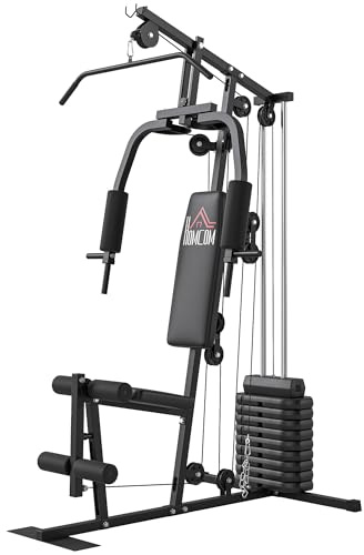 HOMCOM Fitness styrketräningsmaskin med 9 viktblock på 5 kg, totalt 45 kg, full träning - 200 x 135 x 103 cm