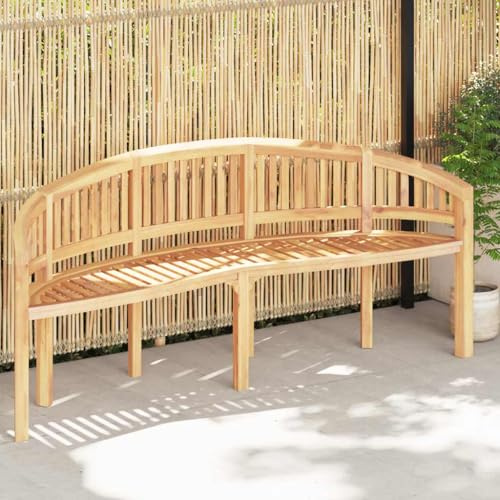 zylophax Bananbänk 200 cm massivt trä teak, väderbeständig trädgårdsbänk för 2 personer, robust sittbänk för balkong och trädgård, hållbart lövträ