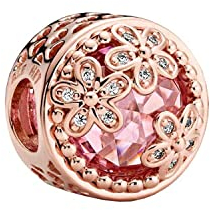 PANDORA funkelndes Rosafarbenes Gänseblümchen Charm in Roségold mit 14 Karat rosévergoldete Metalllegierung und Cubic Zirkonia Steinen Moments Collection