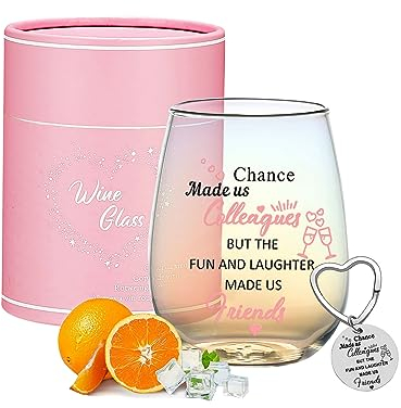 Colleagues Iridescent Stemless Wine Glass Chance Made Us Colleagues Leaving Gifts for Colleagues Coworkers Women Friends Personalised Leaving Thank You Retirement Gifts For Women Birthday New Job