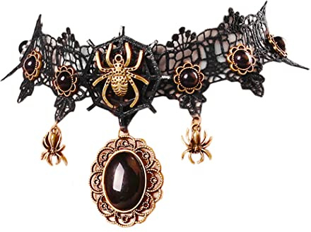 Borsgye Gothic Choker Necklace Jewellery Black Lace Vampire Lace Necklace Chain Victorian Steampunk Vintage Collar for Halloween Easter - Y274