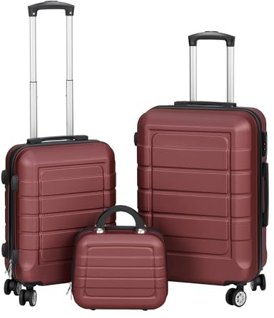 T-LOVENDO.ES Juego o Set de 3 Maletas de Viaje - 4 Ruedas Dobles giratorias - Neceser - Maleta de Cabina - Equipaje de Mano - Cerradura TSA - Ligeras - ABS - Resistentes - Ligeras - Asa telescópica