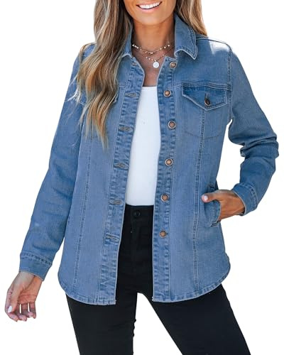 luvamia Jeans Jacket Denim Blazer For Women Womens Jean Jackets Trendy Winter Spring Fall Shacket Long Jacket Women'S Denim Tops Plus Size Jean Jacket For Women Size XX-Large Size 20 22