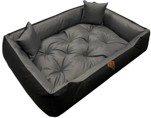 Dogs4Life Hundebett mittlere und kleine Hunde M | Orthopädisch & Gelenkschonend | Hundesofa | Hundekissen | Waschbar | Outdoor & Wasserabweisend | Robust & Formstabil | 100x75 cm Grau