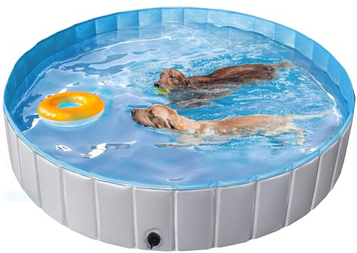 Yaheetech Piscine Chien Pliable 180 x 30cm Baignoire pour Chien/Chat Gris