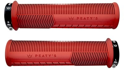 Peaty's Monarch Grips - Mushroom Texture Bike Grips, Ergonomic Handlebar Grip for Trail Comfort, Supportive Thumb Pad & Finger Bars, Durable BMX, Ebike & Mountain Bike Grip - Thin 30-32mm, Red