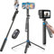 Je Perche à Selfie 180 cm et trépied pour téléphone Portable, Rotatif à 360°, avec télécommande Amovible, trépied pour Smartphone, Appareil Photo avec iPhone/Samsung/Android Noir