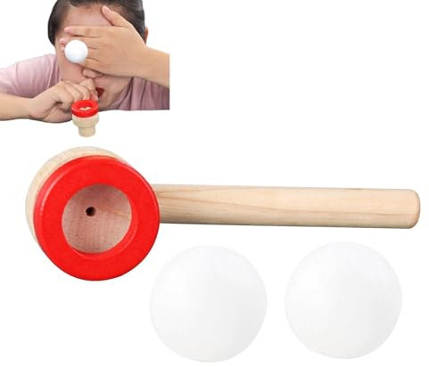 Juguete de bola de tubo de soplado flotante,Juegos de madera Bolas de pipa de soplado flotantes Juguetes de soplado de equilibrio - Bola de juguete que sopla Bolas de tubo de soplado flotantes Diverti