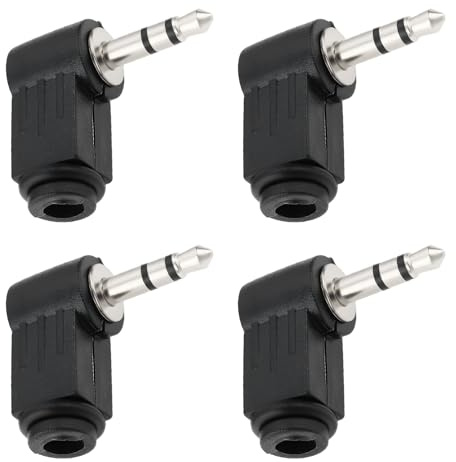 Create idea 4 Stücke 3,5mm Mono-Klinkenstecker 90 Grad Winkel Löten Audio-Adapter für Kopfhörer MP3-Player Lautsprecher