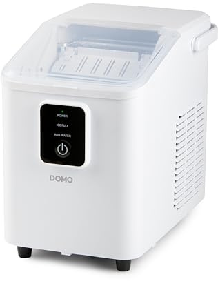 DOMO DO9292IB Isbitsmaskin – isbitsmaskin med isskrapa – 0,8 l – 9 isbitar på 8 minuter – 12 kg på 24 timmar – bärbar liten ismaskin med handtag – vit