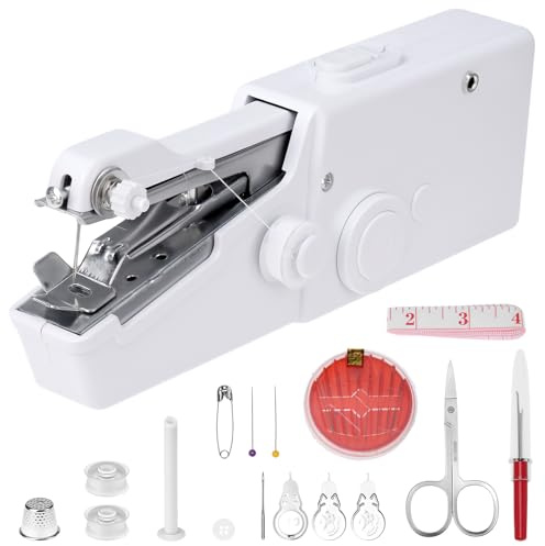 QWORK® Handheld Sewing Machine Kit, Portable Mini Electric Stitch Tool for Clothing, Fabrics & DIY Craft – Complete Home & Travel Sewing Set for Beginners, Adults, Batteries Not Included