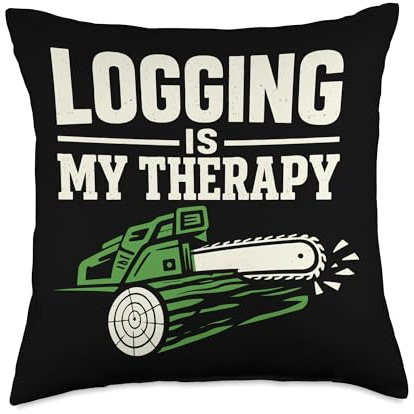 Logging Therapy Logger Therapy Humor Chainsaw Life Forest Throw Pillow