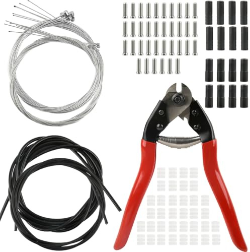 DODUOS 83PCS Cable Cambio Bicicleta Cable de Freno Bicicleta Kit, y Terminales,Carcasa del Cable de Freno Carcasa del Cable de Cambio con Terminales, Juntas Tóricas Cortador de Cables