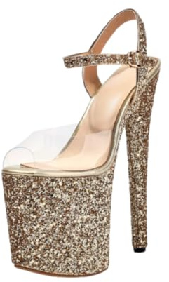 Sandales Mules Transparentes à Plateforme et Talons Hauts pour Femmes