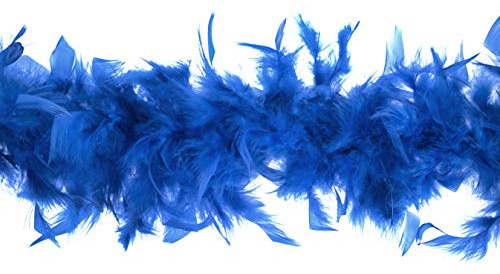 Trimits Boa de Plumas Marabú 1,8m x 12cm - Bufanda de Plumas para Disfraz, Fiestas, Vacaciones, Festivales, Pride, Despedida de Soltera, Despedida de Soltero, Halloween, Árbol de Navidad - Azul Real