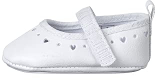 Sterntaler Baby Ballerinas Herz – Baby Schuhe aus Kunstleder mit Klettverschluss – Kleinkind Mädchen Schuh festlich mit Herzen-Tupfen-Bordüre und rutschfester Sohle – Größe 16, Farbe weiß