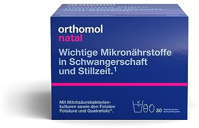 Orthomol Natal - Mikronährstoffe für Schwangerschaft und Stillzeit - mit Folsäure, weiteren Vitaminen und Zink - Granulat/Kapseln, 30 St. Tagesportionen