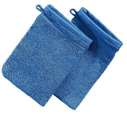 Erwin Müller Waschhandschuh Heidelberg 2er- Pack, 100% Baumwolle Royalblau Größe 15x21 cm - weiche Qualität, saugstark und strapazierfähig - praktisch durch Schlaufe (weitere Farben)