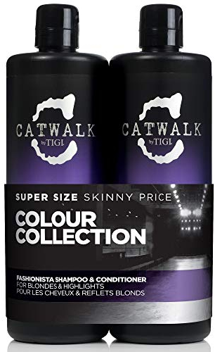 Catwalk by TIGI - Fashionista Purple Shampoo and Conditioner Set - Professional Blonde Enhancing Hair Treatment - Ideal for Blonde Hair - 2x750ml