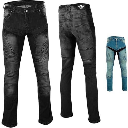 BULLDT Damen Motorradjeans Motorradhose Denim Jeans Hose mit Protektoren 32W / 31L Schwarz