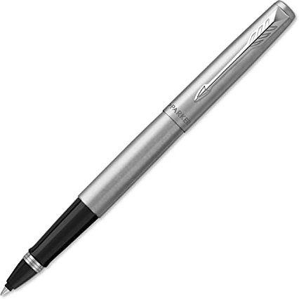 Parker Jotter Rollerball Pen | Stainless Steel with Chrome Trim | Fine Point Black Ink | Gift Box