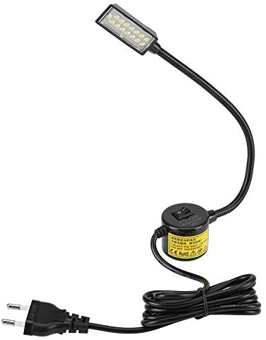 HEEPDD lampada macchina da cucire, 15 LED lampada lavoro flessibile a collo cigno con base magnetica per torni studio trapani a colonna banco Spina UE 110-250V(Spina UE)