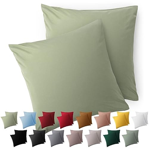 Blumtal Kissenbezug 50 x 50, 2 Stück - Oeko-TEX zert. Kissenbezüge 100% Mikrofaser in extra weich & waschmaschinenfest - Bezug Kissen 50x50 Hellgrün