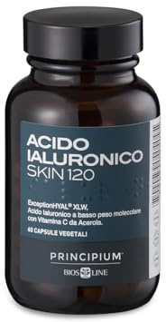 BIOS LINE Principium Acido Ialuronico Skin 120, Integratore Alimentare per la Pelle, Senza Glutine e Lattosio, Vegan, 60 Compresse