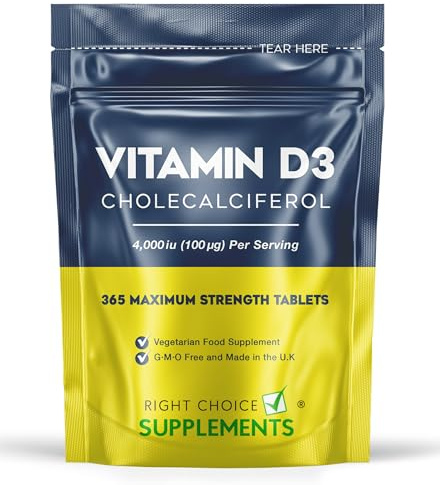 Vitamin D3 4000 iu - 1 Year Supply, 365 Easy-Swallow Tablets - Vegetarian, High Strength VIT D Supplement