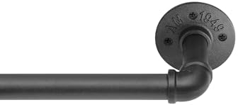 Schwarze industrielle Gardinenstange, 80-220cm, Gardinenstange für Fenster, einziehbare Gardinenstange für Verdunkelungsvorhänge, verstellbare dekorative Gardinenstange mit Kappen