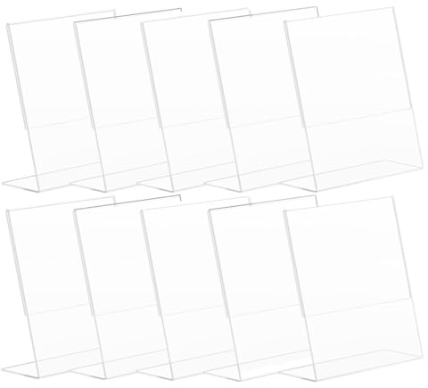 Ständer Tischaufsteller, CAASFOOY 10 Stück Transparenter Tischaufsteller A6 aus Kunststoff, Acryl Tischaufsteller Schräg, Glasklar L- Ständer für Hotel, Restaurant, Ausstellung,Büro, Cafe