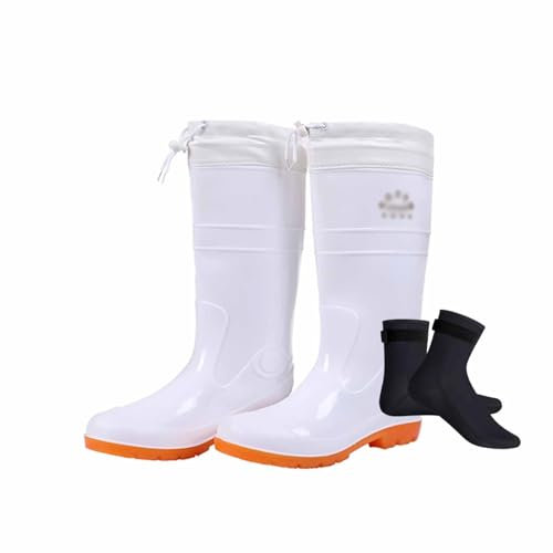 Botas de Lluvia Altas empacables para Hombres, Botas de jardín de Goma Impermeables duraderas para Invierno al Aire Libre con Calcetines Impermeables, para Pescar Botas de Agua sin Cordones (Color :
