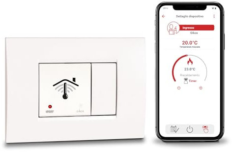 VEMER VE796000 OIKOS WIFI - Cronotermostato WiFi da Incasso 2 Moduli, Termostato Smart Controllabile con APP, Compatibile Alexa e Google Home, Programmazione Settimanale, Alimentazione 230V, Bianco