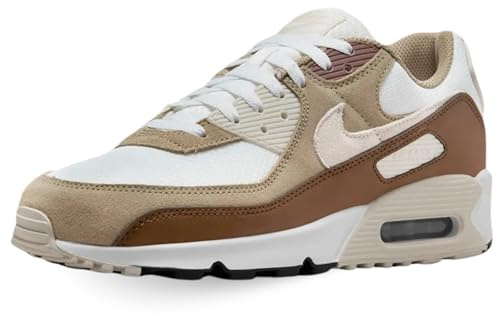 Nike Herren Air Max 90 Sneaker, Summit White Black Khaki Lt Orewood BRN, 44 EU