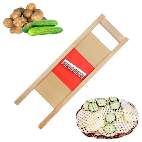 Generisch PowerLine Mandoline ondulée pour pommes de terre et légumes ondulés pour vagues et gaufres Râpe pour pommes de terre et frites avec poignée en acier inoxydable de qualité supérieure