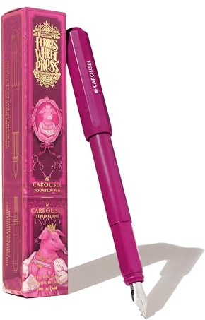 Ferris Wheel Press | Pluma estilográfica de carrusel | Cuerpo de mezcla de acrílico | Tapa de clic con sellado de aire | Little Miss Jubilee | Rosa oscuro | Plumín fino