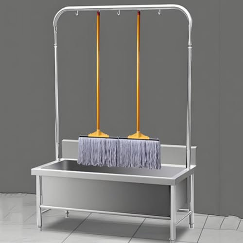 Évier de nettoyage de sol commercial en acier inoxydable, évier de service de nettoyage de sol, évier utilitaire sur pied intérieur/extérieur, cuve de lavage,Highshelf-100 * 50 * 55cm