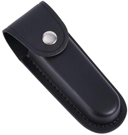 Funda para Navaja de Bolsillo, 15,5 x 5,3cm Práctica Funda de Cuero para Cuchillos Funda Portátil de Cuero para Cinturón para Ciclismo al Aire Libre Senderismo, Montañismo, Acampada (Negro)